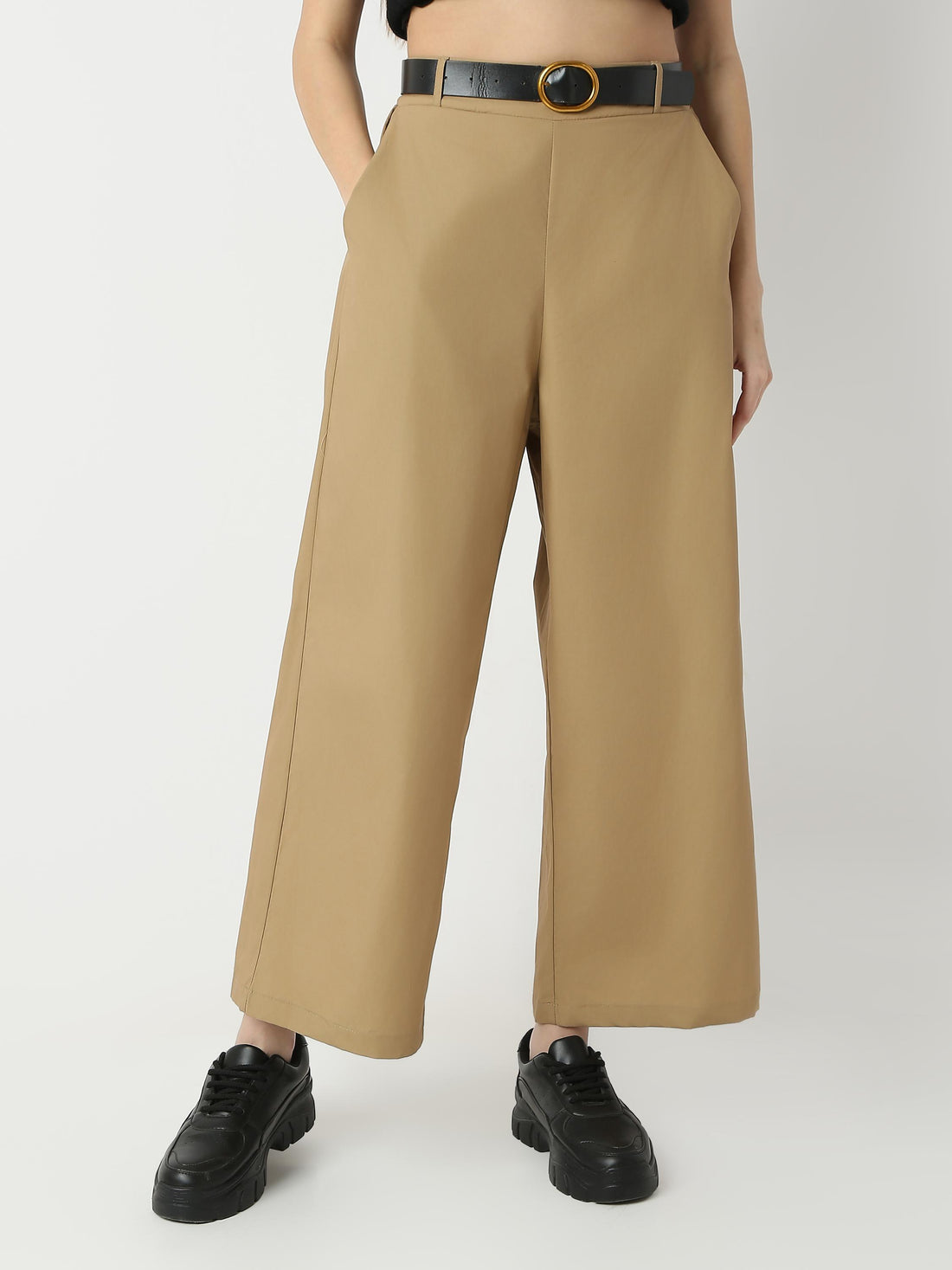 Cropped Wide-Leg High-Rise Trousers