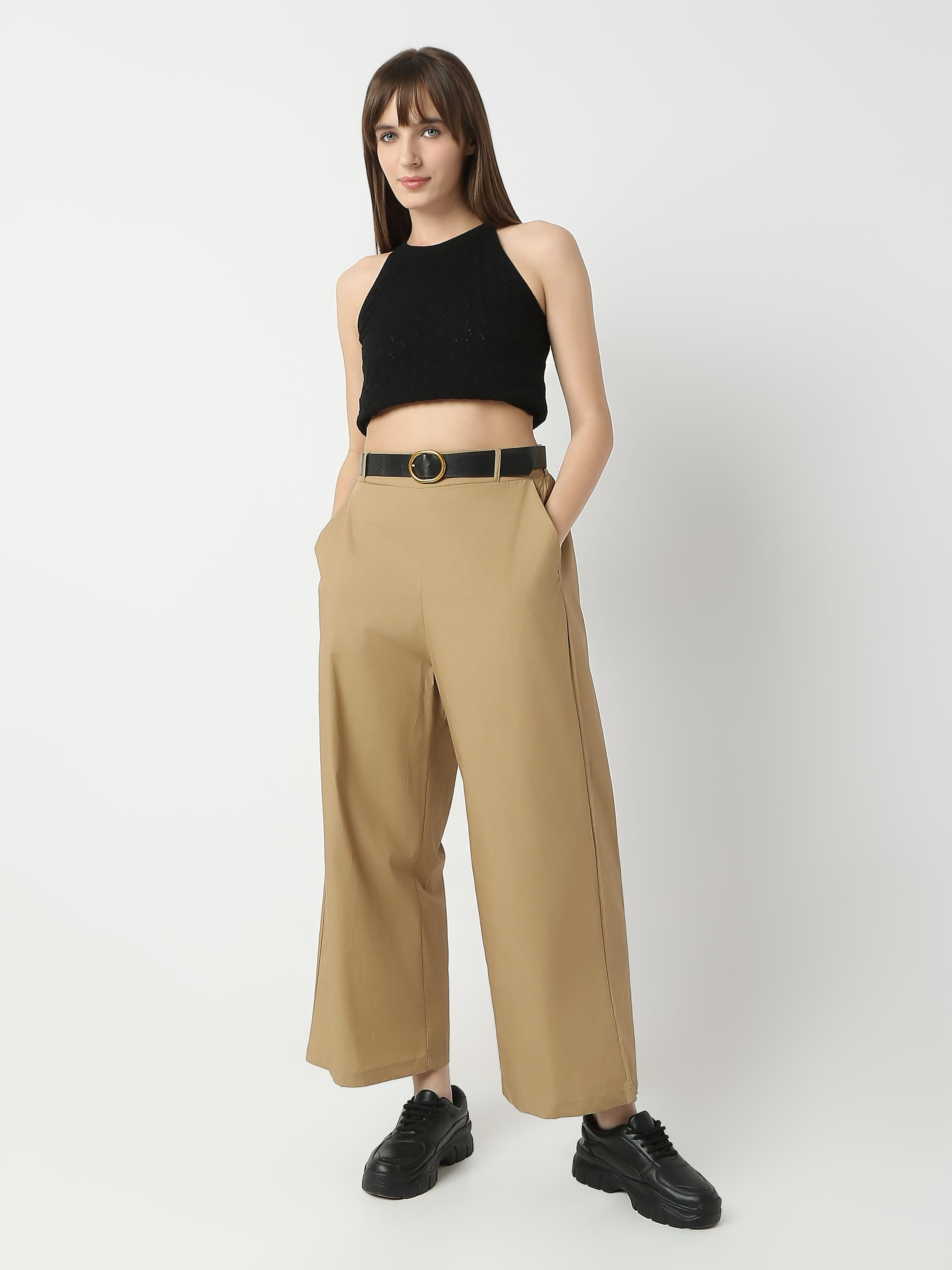 Cropped Wide-Leg High-Rise Trousers