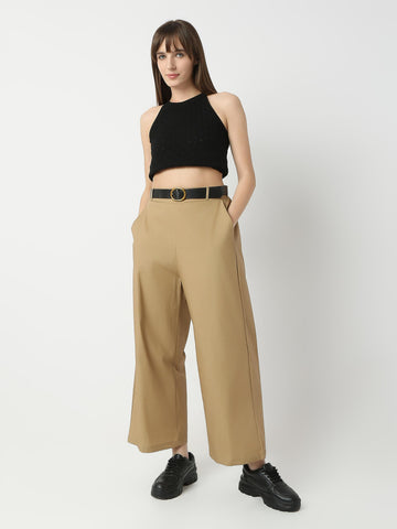 Cropped Wide-Leg High-Rise Trousers