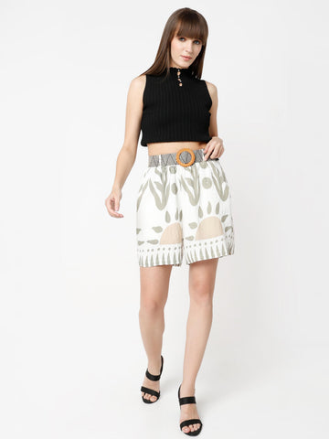 High-Rise Botanical Print Shorts