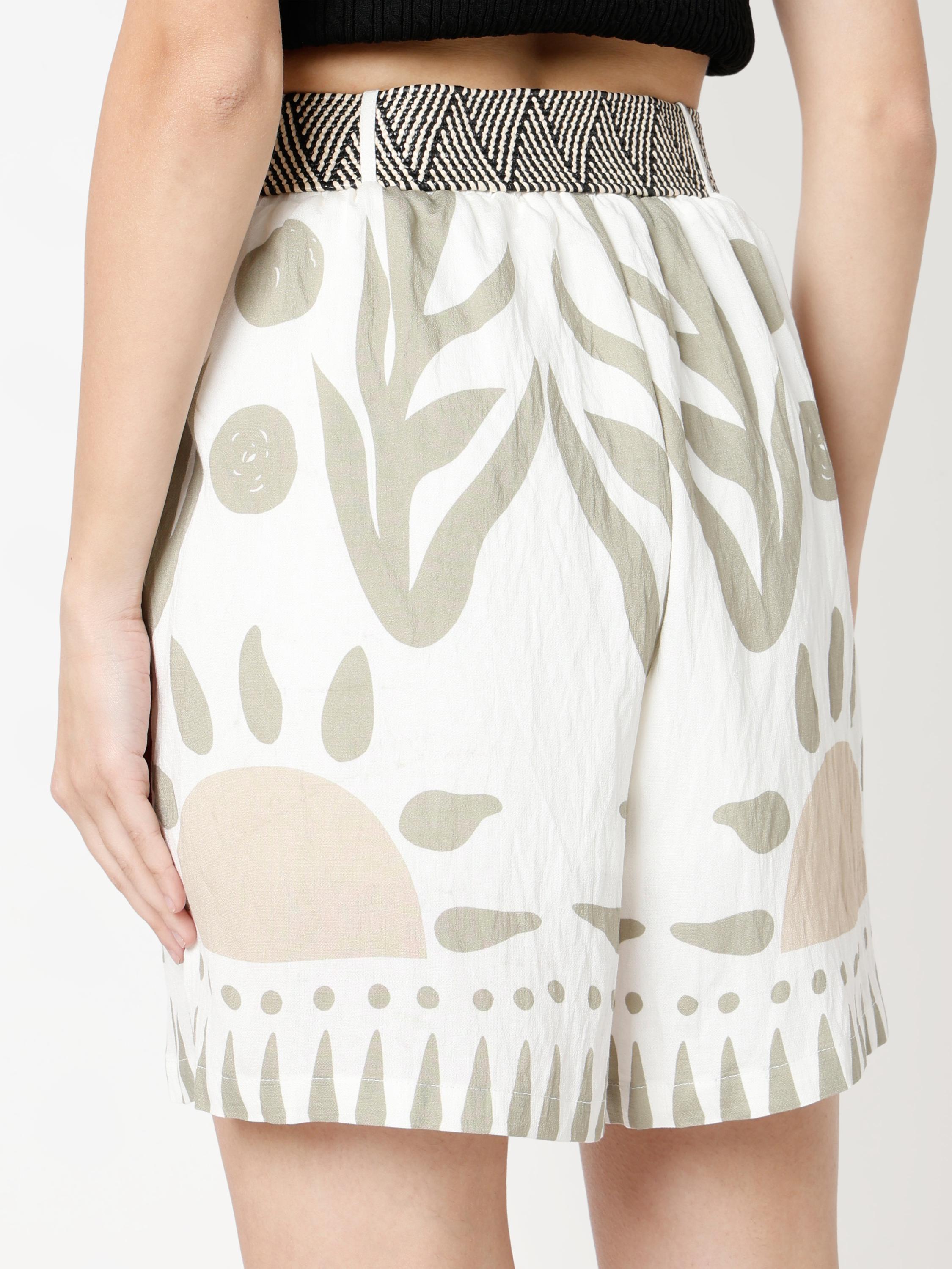 High-Rise Botanical Print Shorts