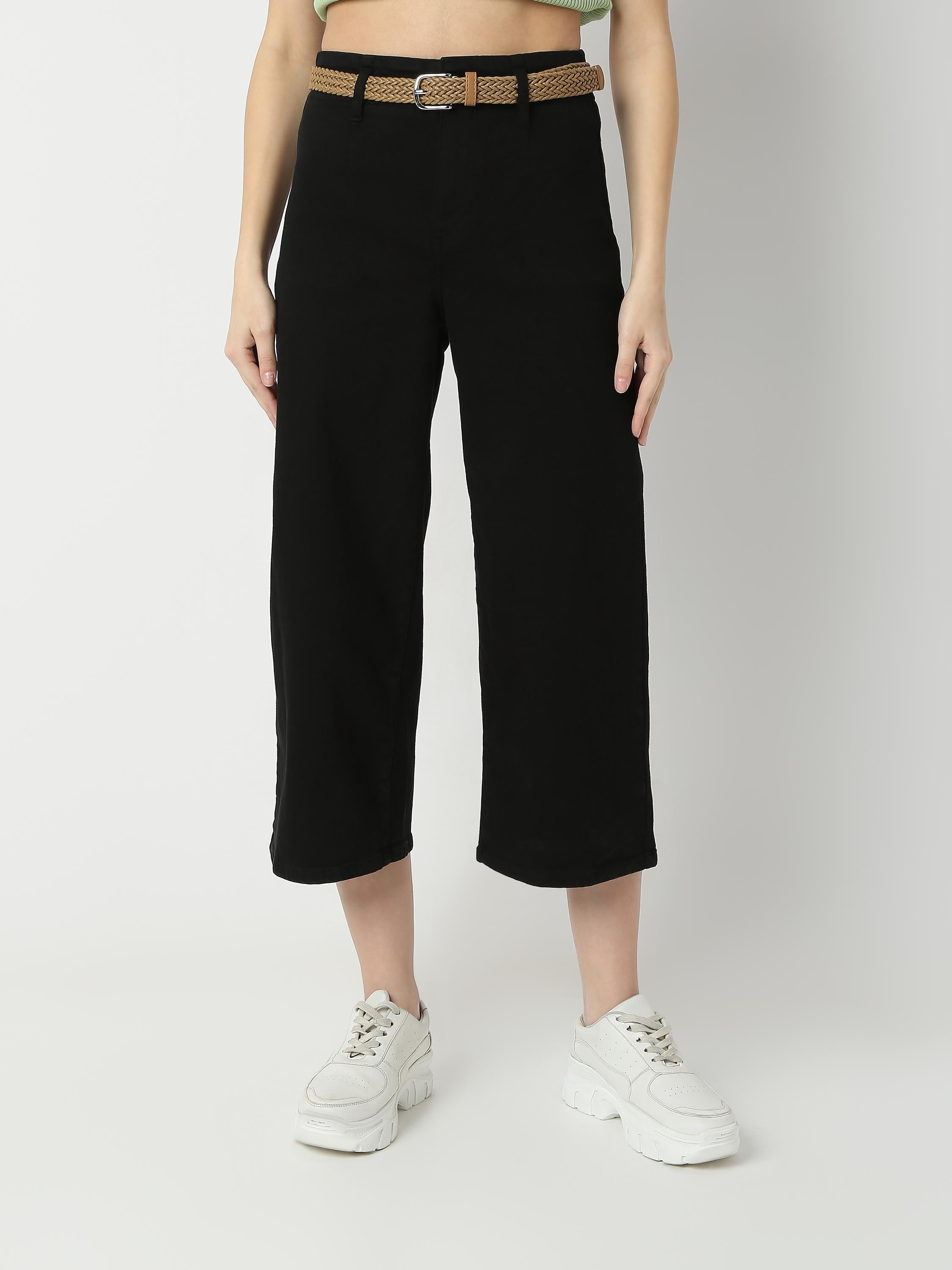 High-Rise Wide-Leg Culotte Jeans
