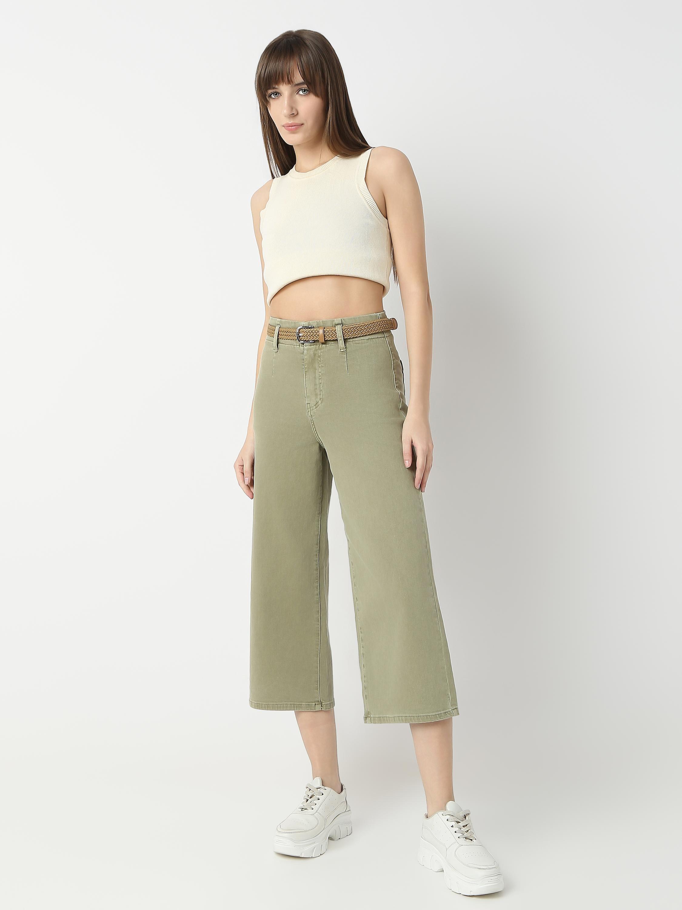 High-Rise Wide-Leg Culotte Jeans