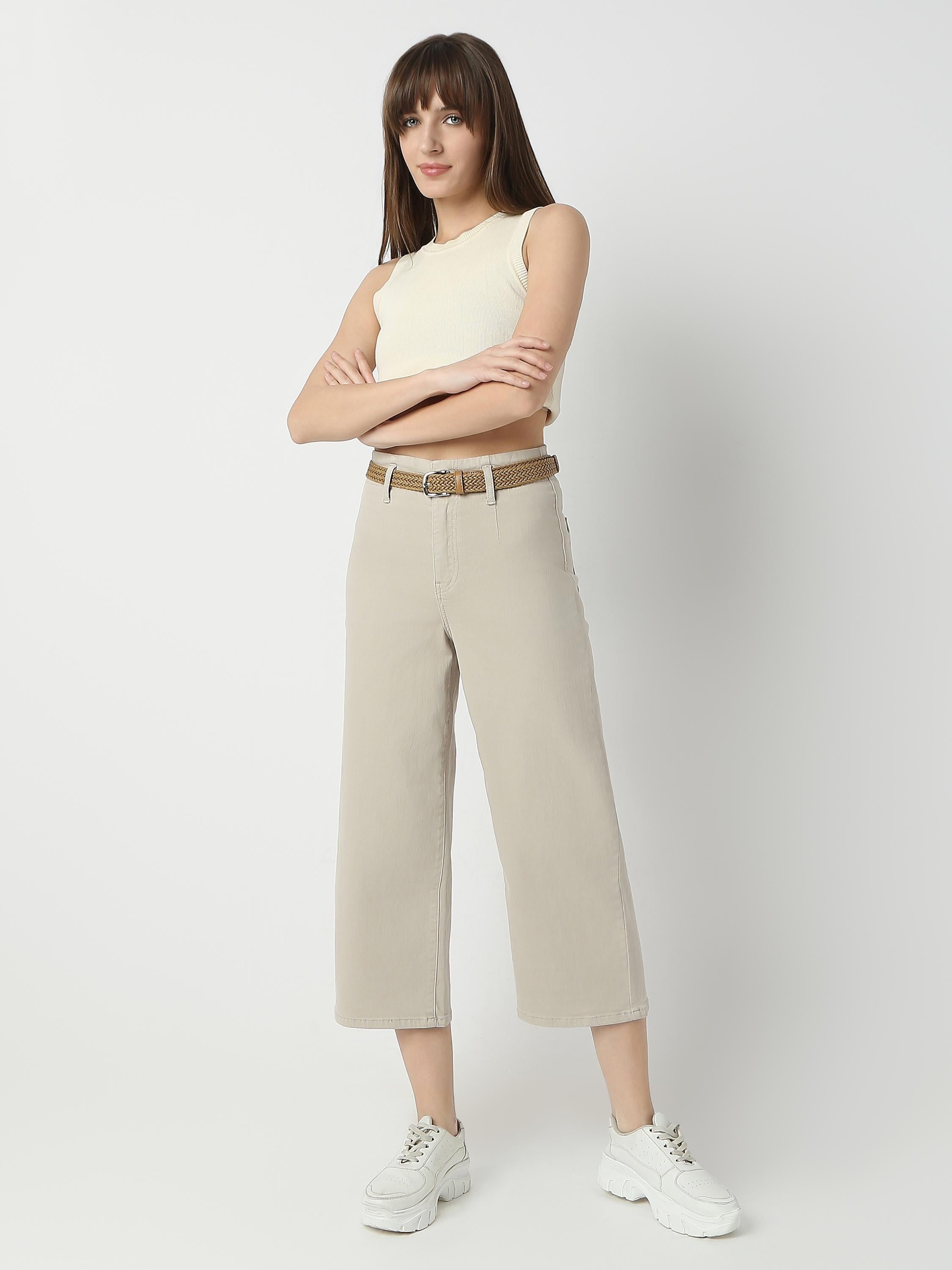 High-Rise Wide-Leg Culotte Jeans