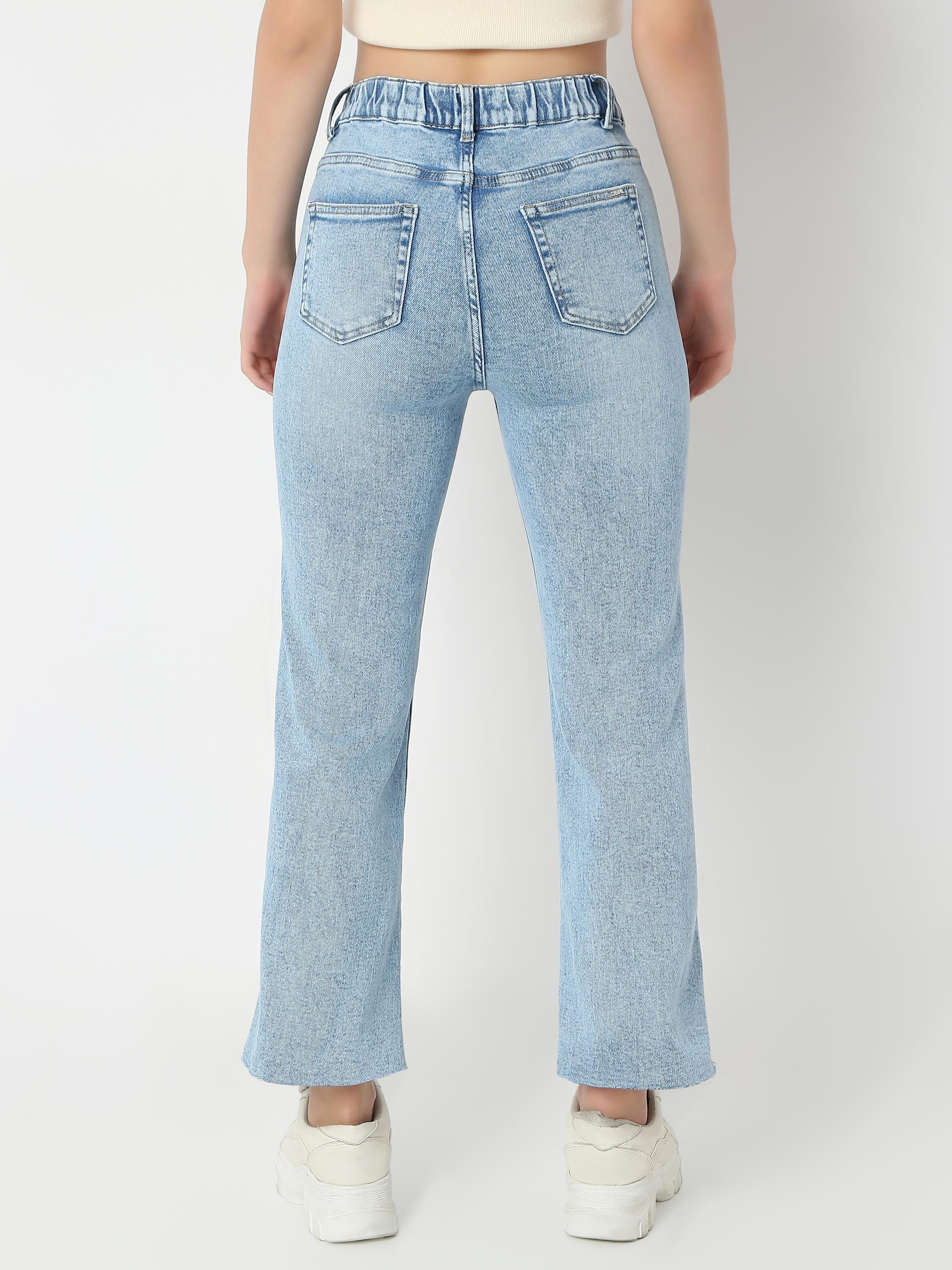High-Rise Straight-Leg Jeans — Patchwork & Embroidered Appliqué Detail