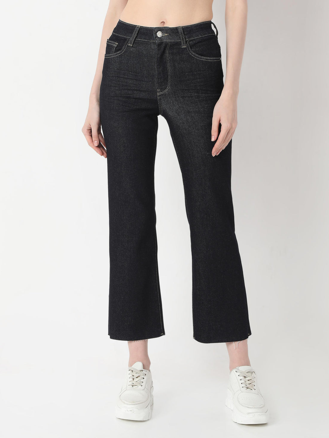 High-Rise Cropped Bootcut Jeans
