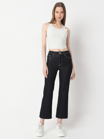 High-Rise Cropped Bootcut Jeans