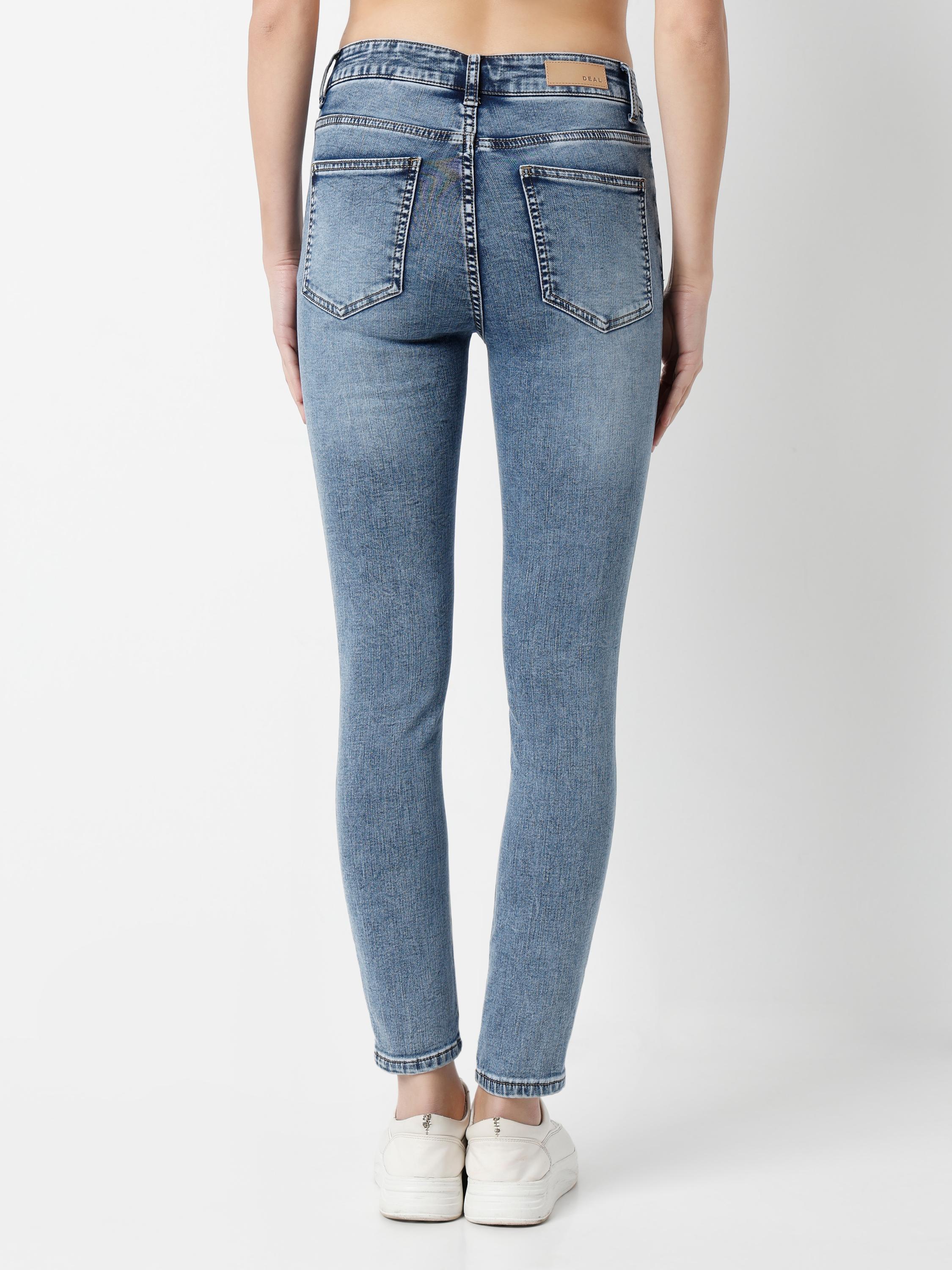 High-Rise Skinny Ankle Jeans — Whiskered & Faded Denim