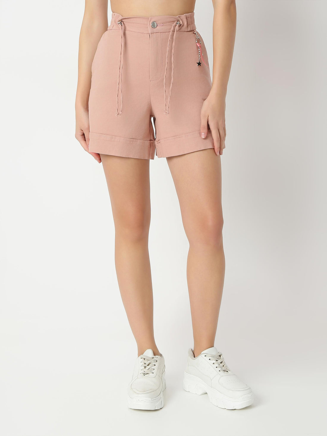 High-Waisted Paperbag Shorts with Drawstring Detail