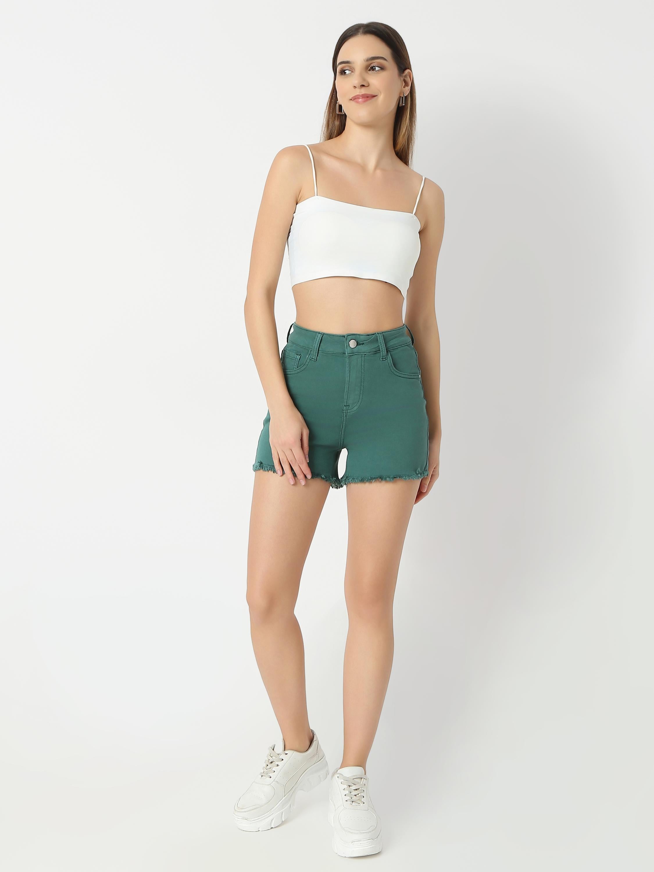 Stretchy High-Rise Denim Shorts
