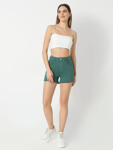 Stretchy High-Rise Denim Shorts