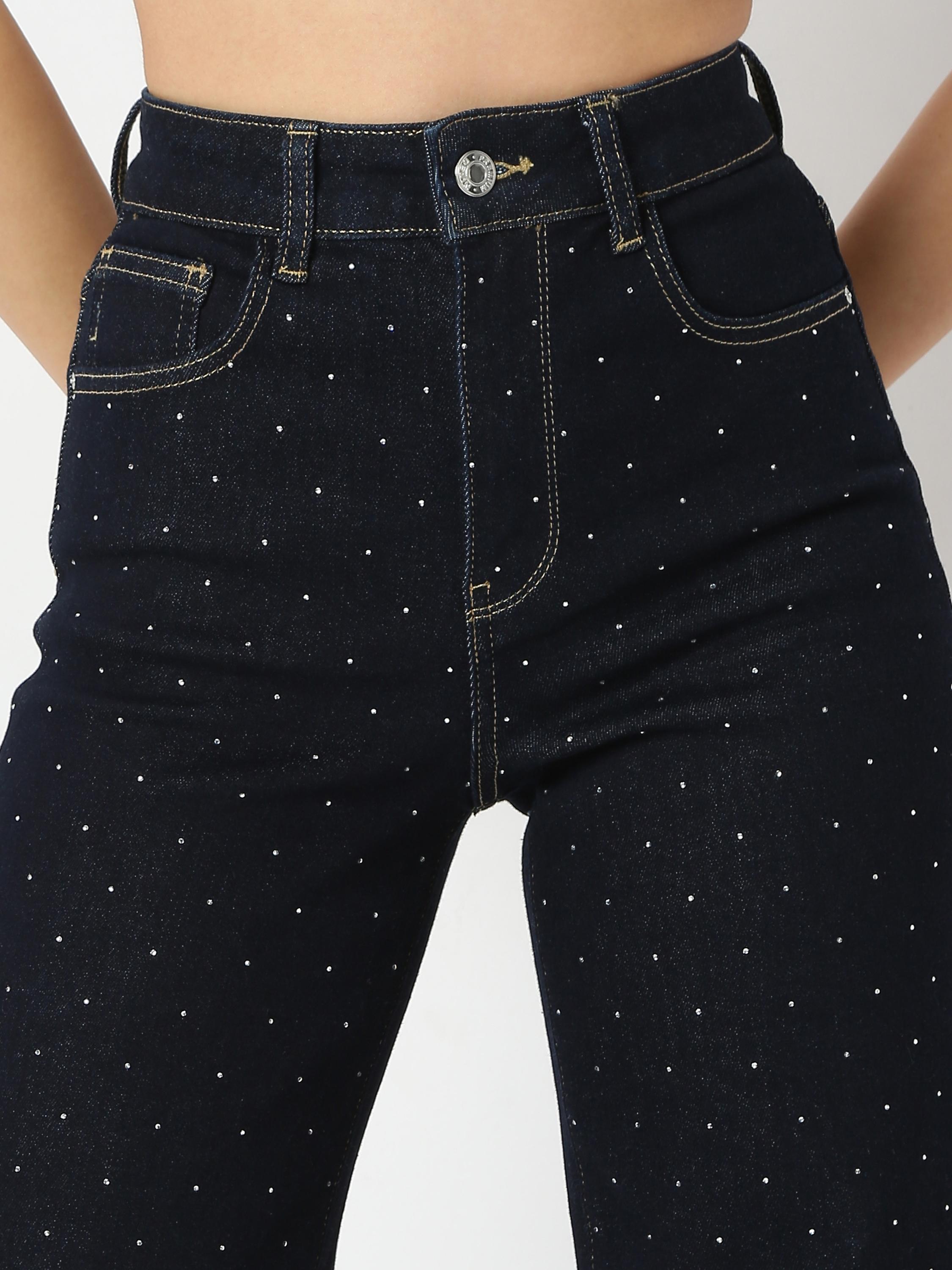 Straight Leg Denim with Fine Dot Embellishments