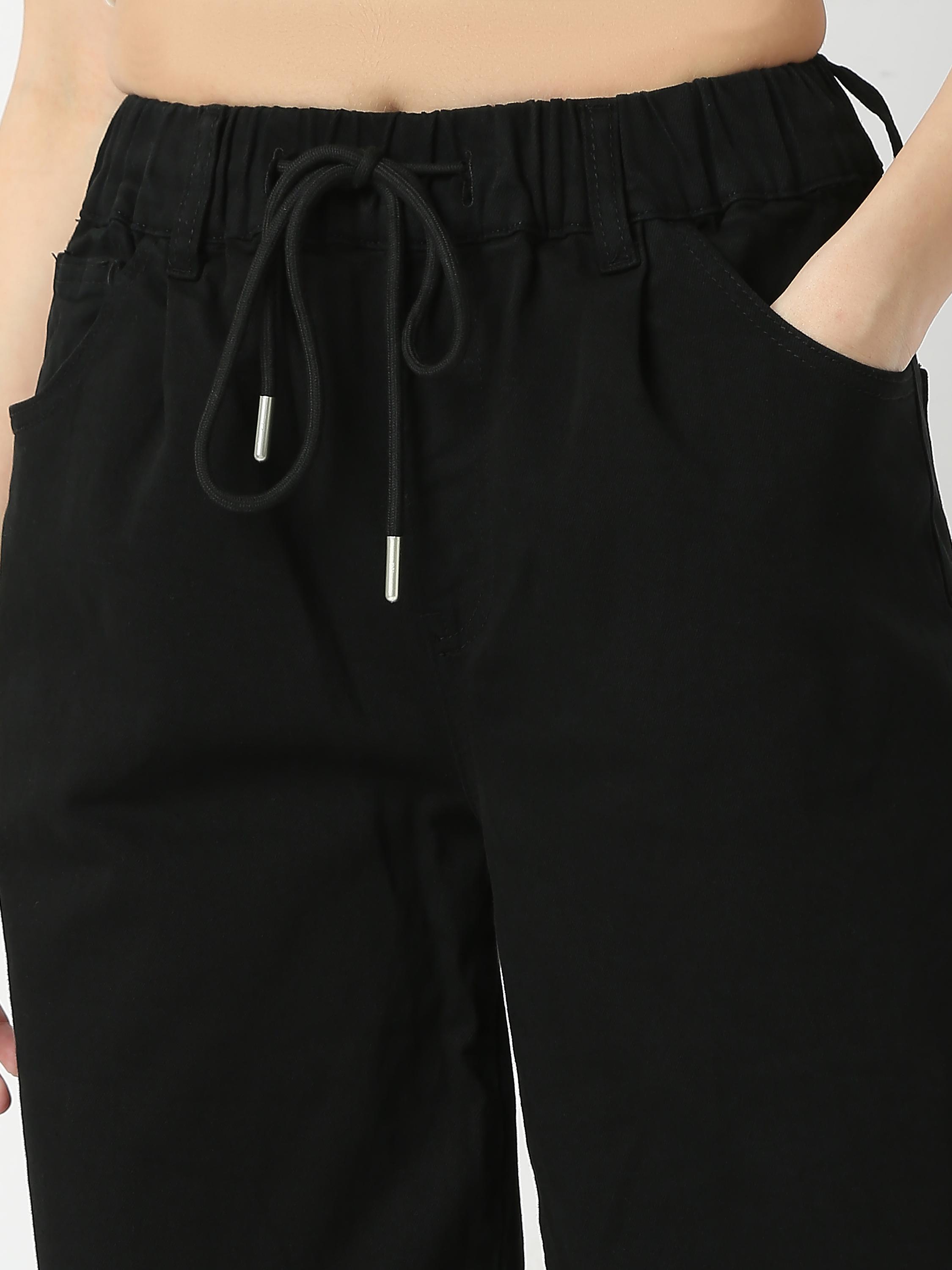 Casual Elastic Waist Wide-Leg Trousers