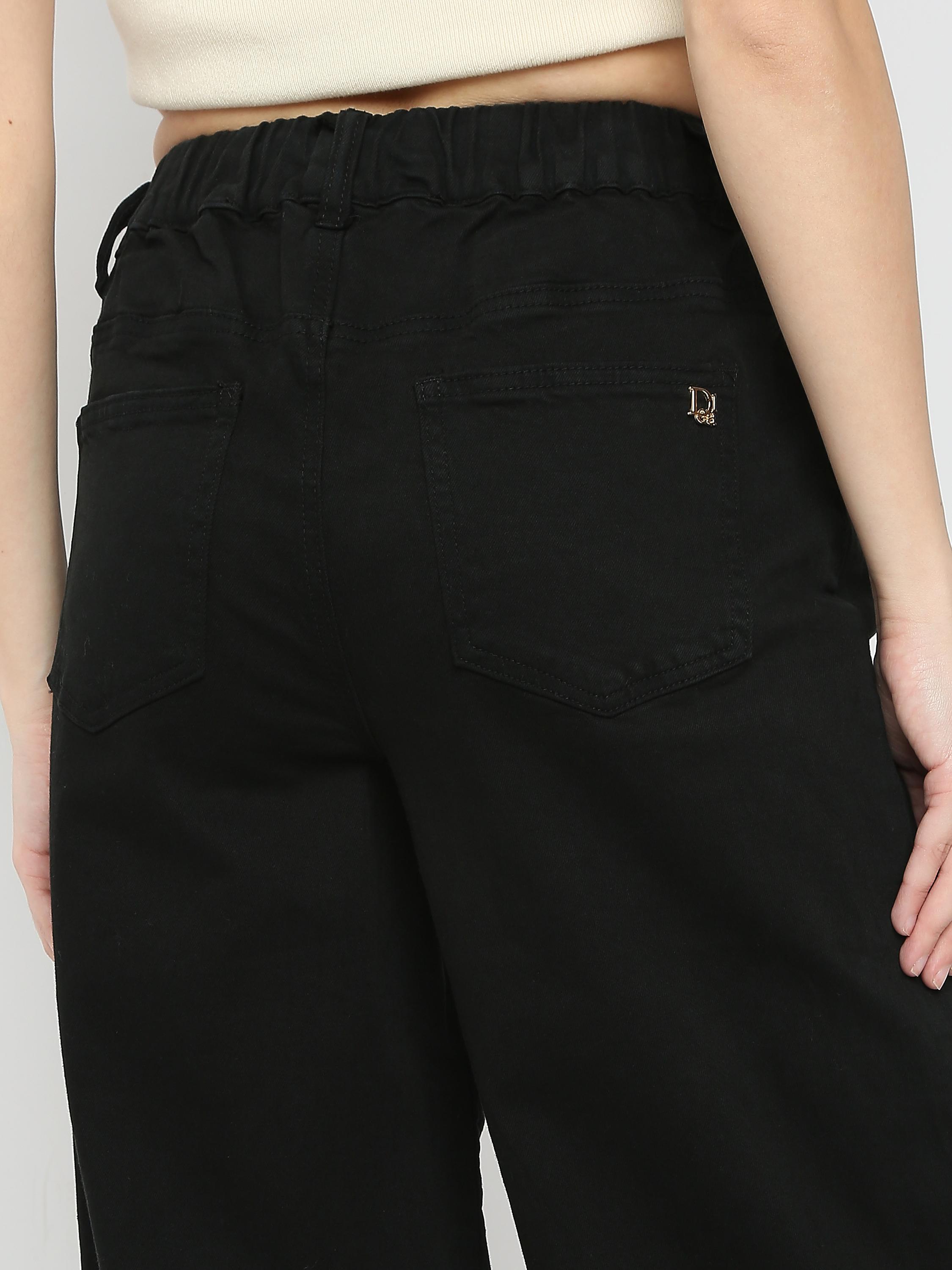 Casual Elastic Waist Wide-Leg Trousers