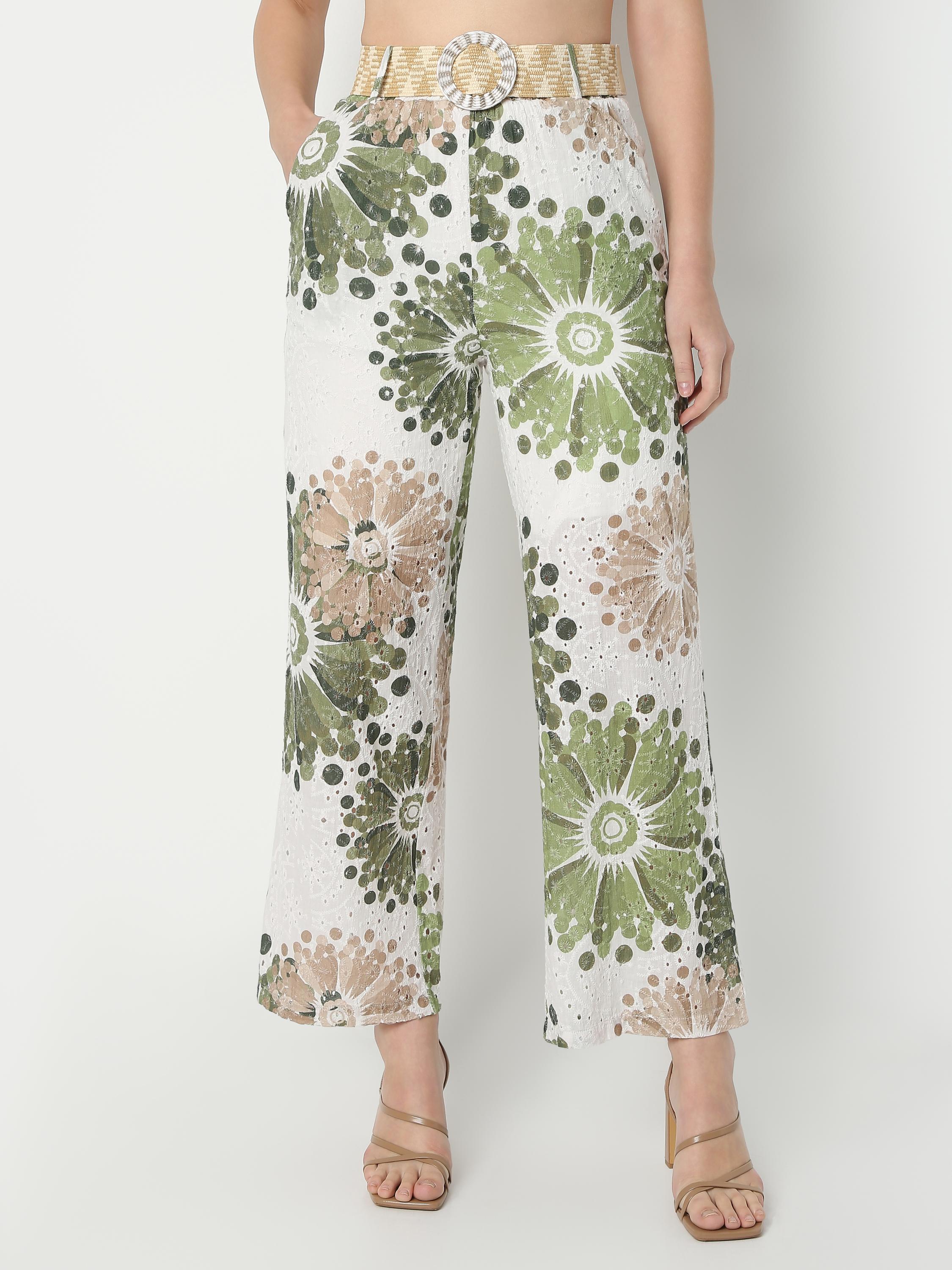 Statement Wide-Leg Floral Printed Pants