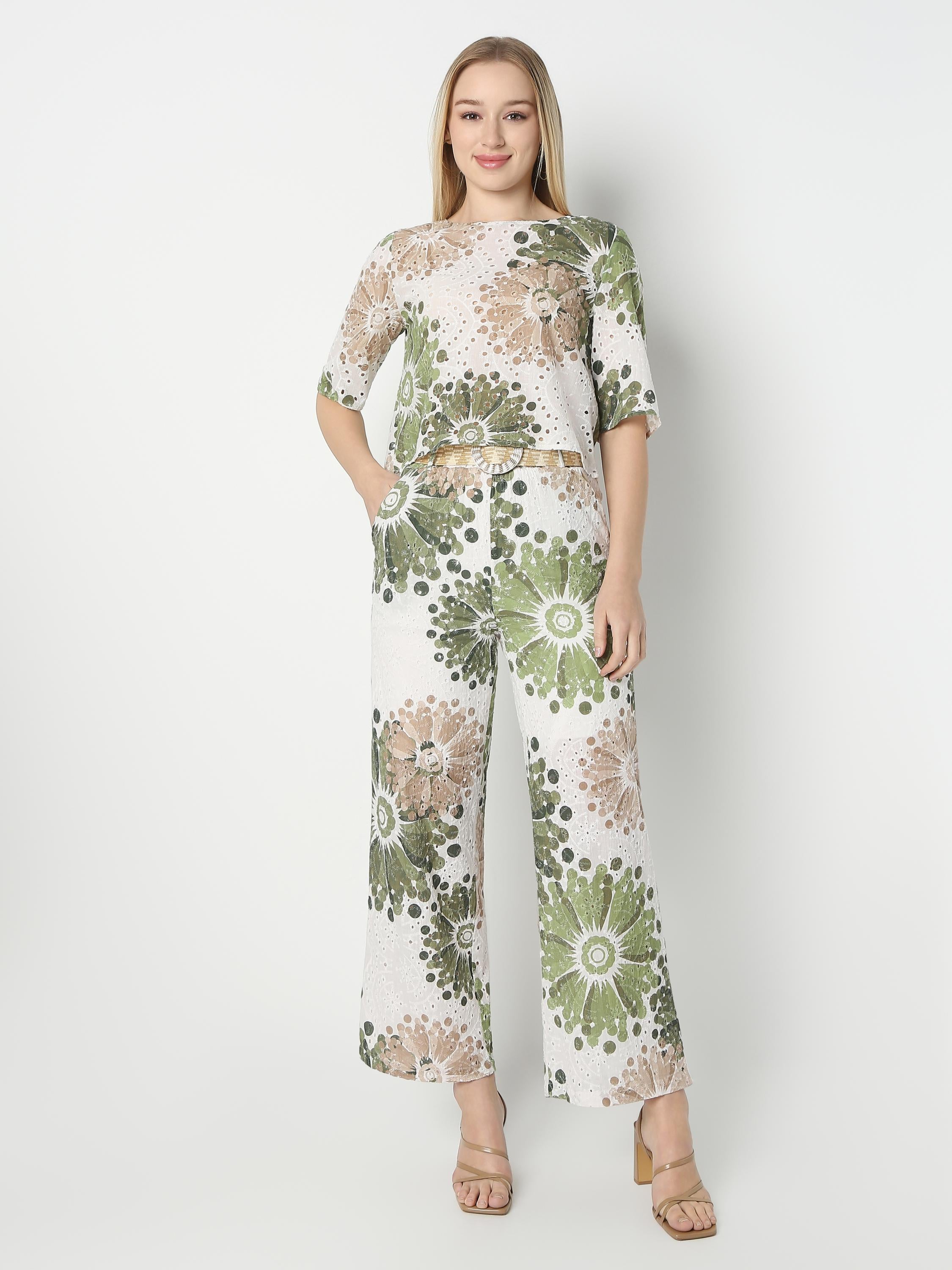 Statement Wide-Leg Floral Printed Pants