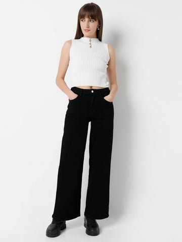 Contemporary Wide-Leg Jeans with Structured Fit