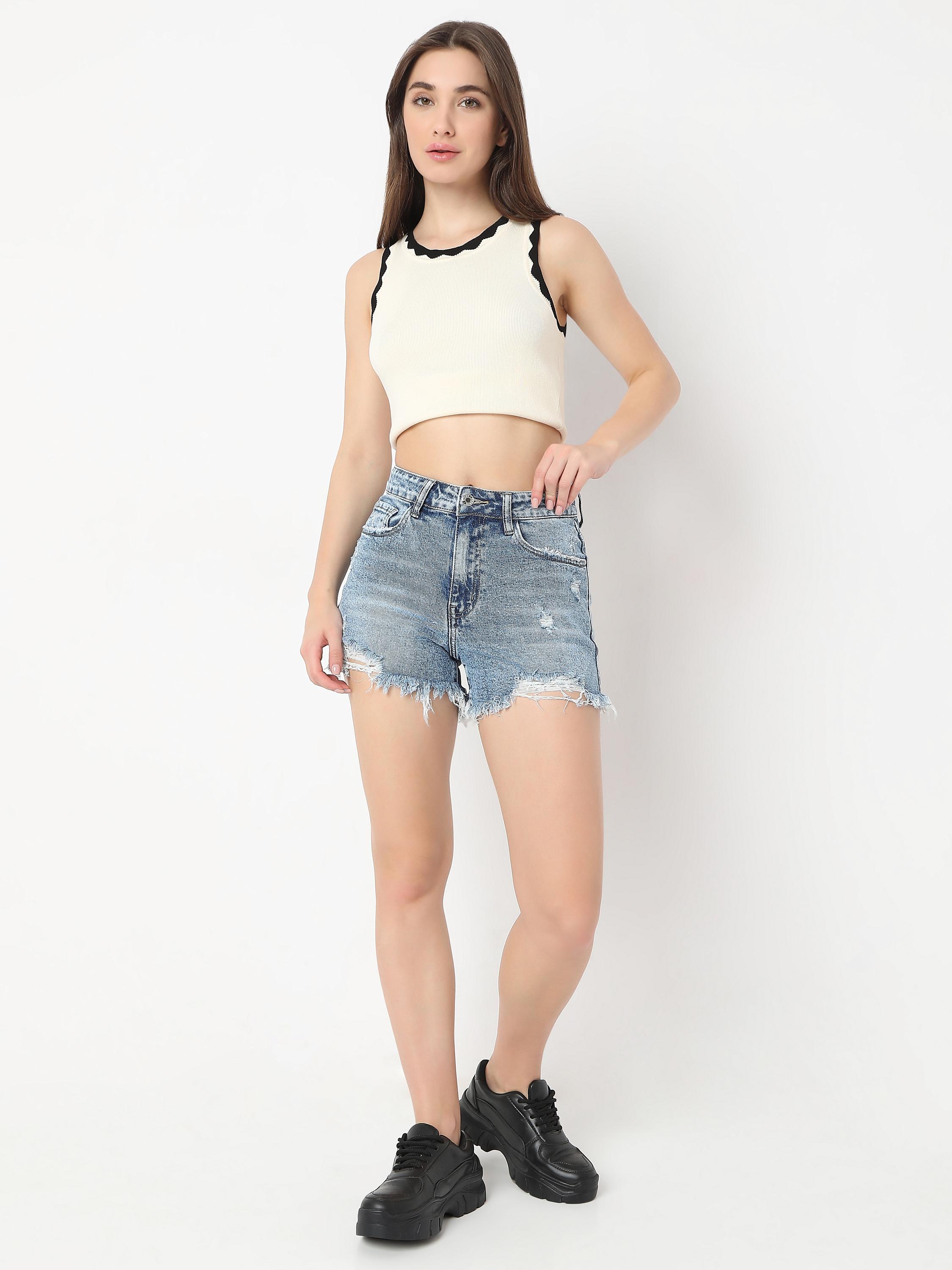 High-Rise Denim Cutoff Shorts