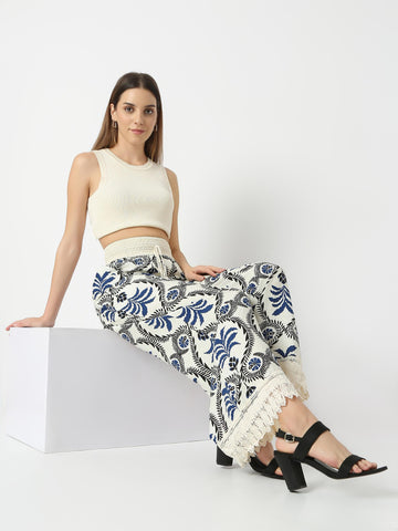 Printed Palazzo Pants with Elastic Waist 