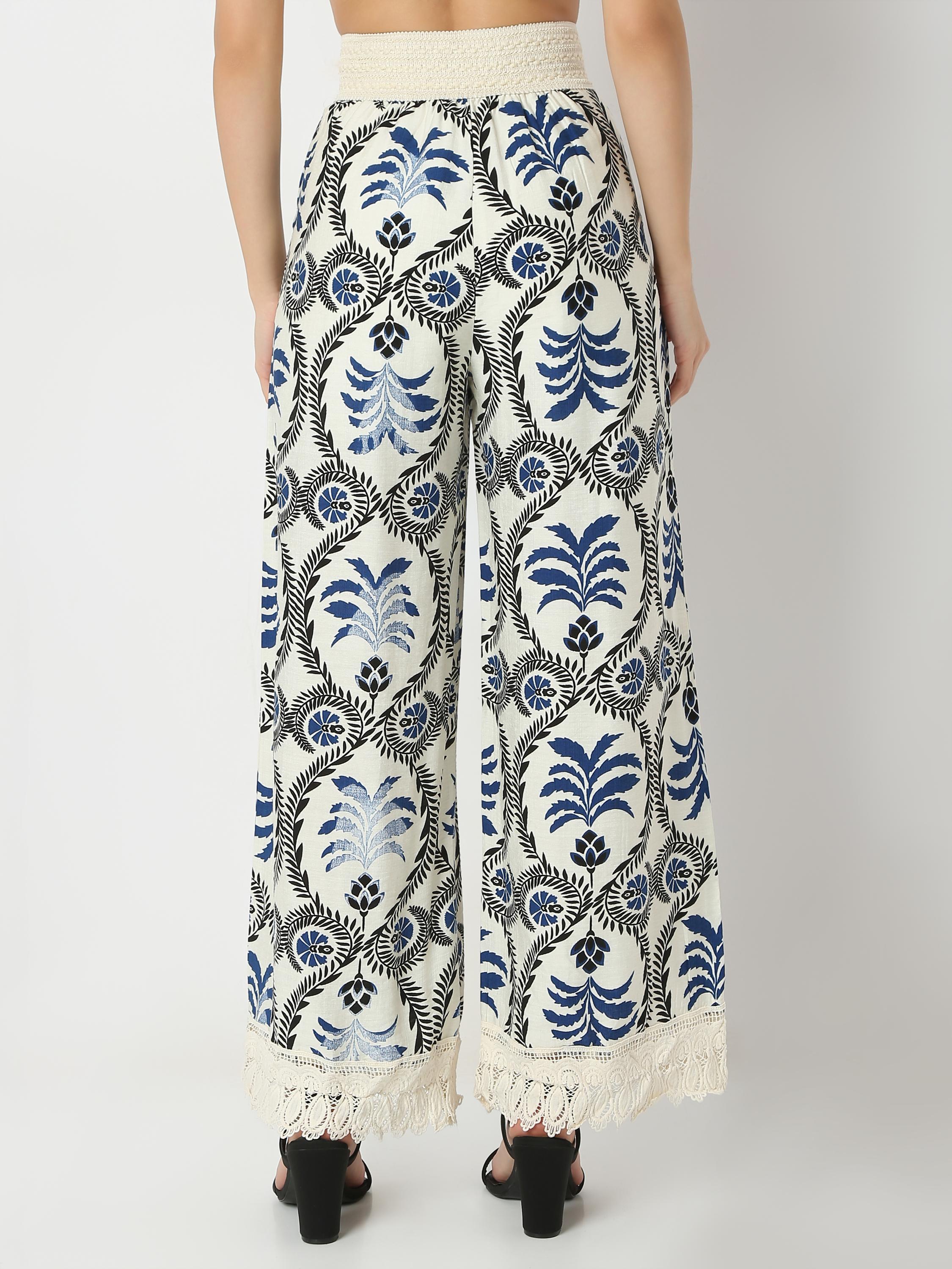 Printed Palazzo Pants with Elastic Waist 