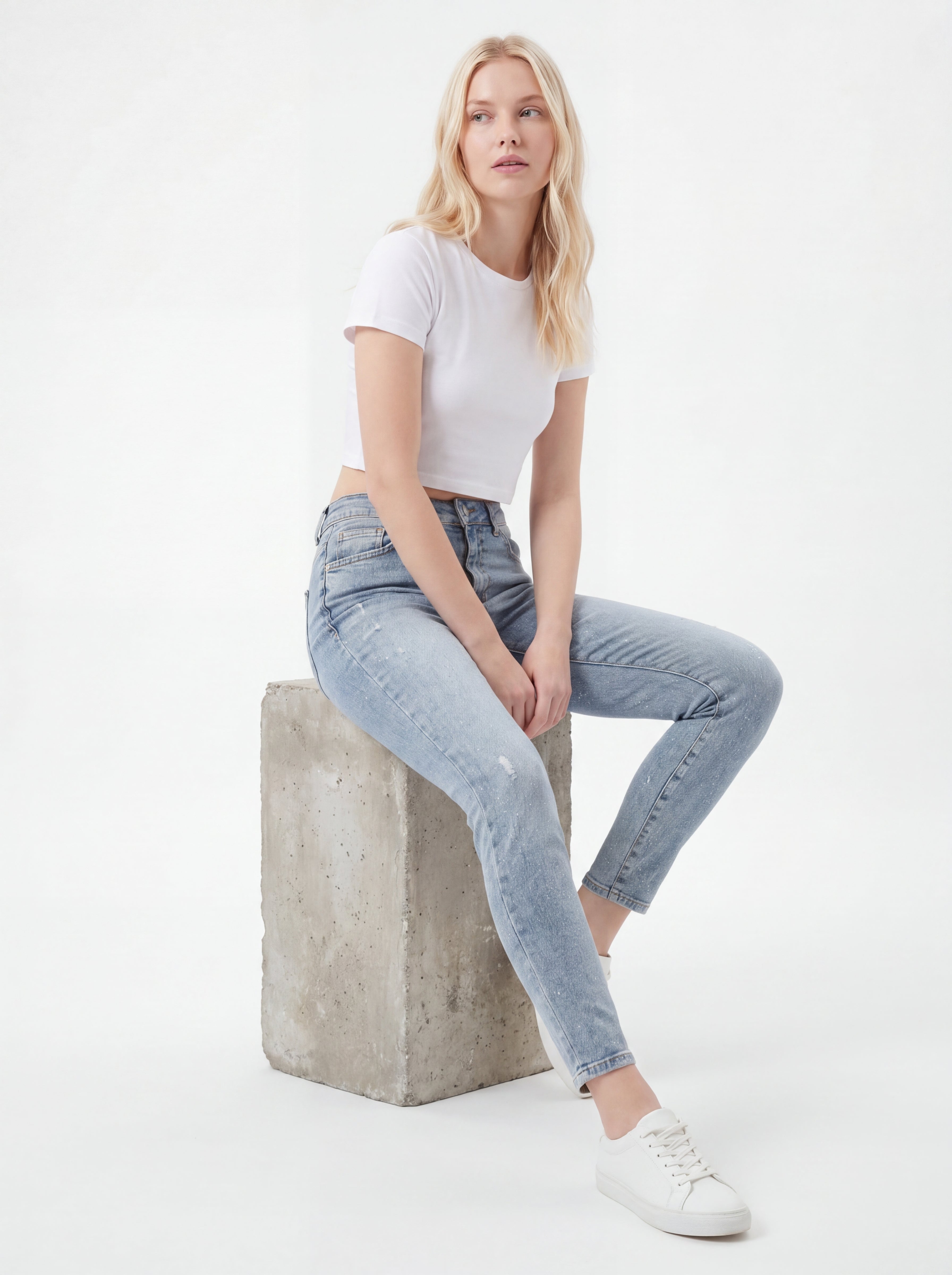 Slim-Fit Washed Denim Jeans