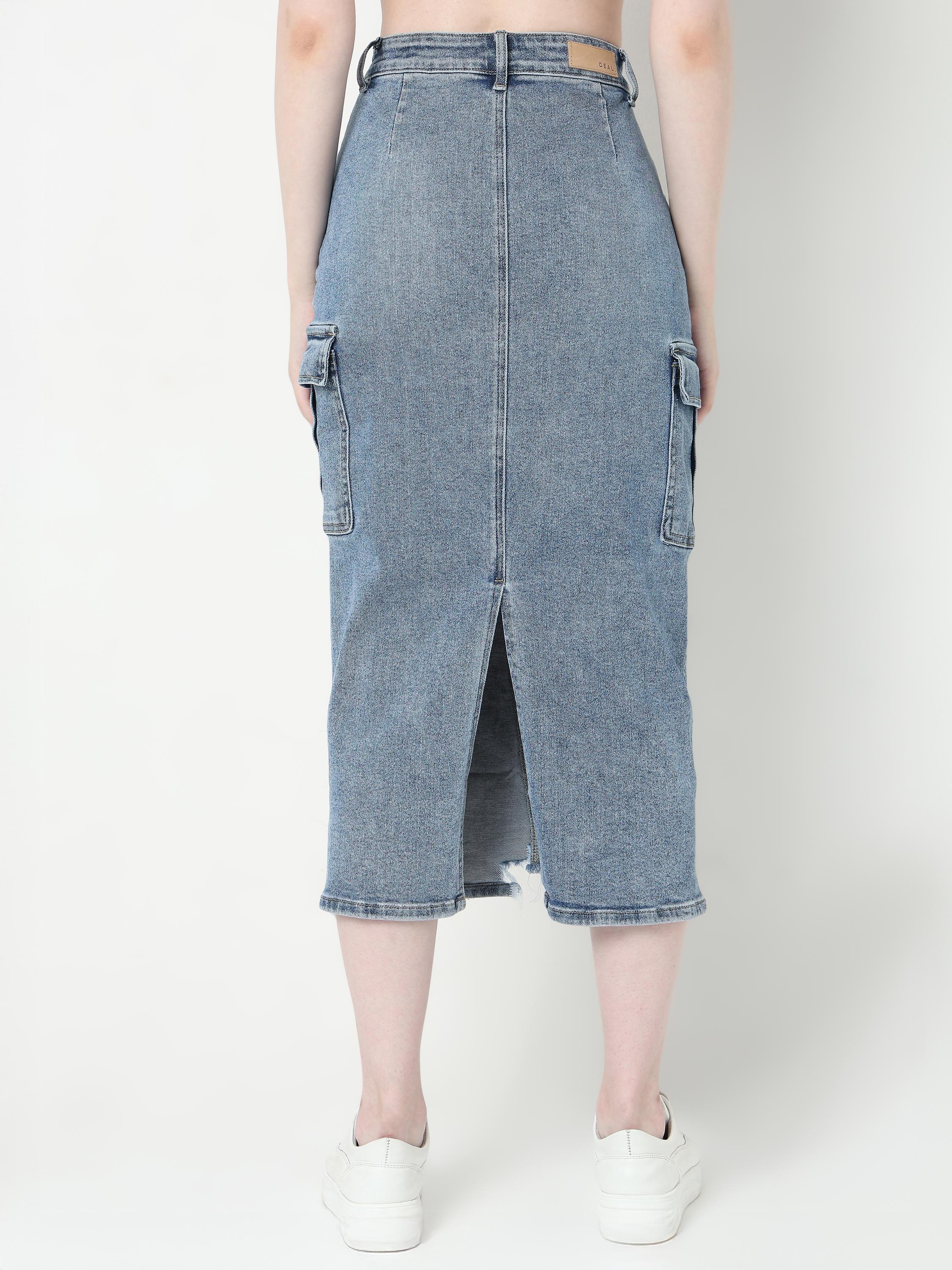 Ripped Midi Cargo Skirt