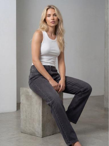 Washed Wide Leg Denim Jeans