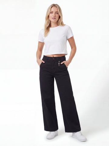 Black Wide-Leg High-Rise Denim Jeans
