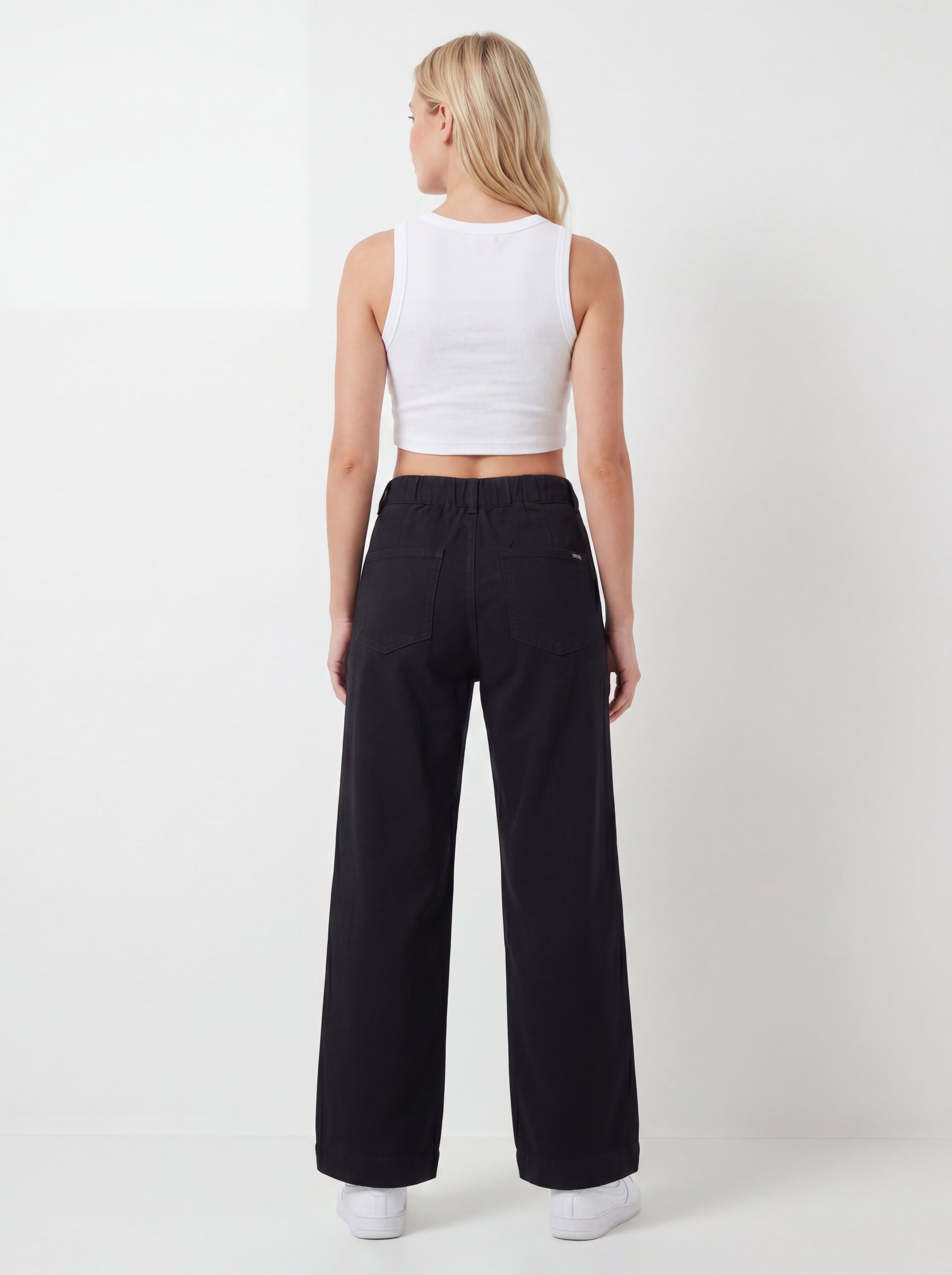 Black Wide-Leg High-Rise Denim Jeans