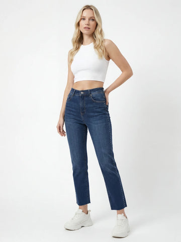Cropped Slim-Fit Denim Jeans