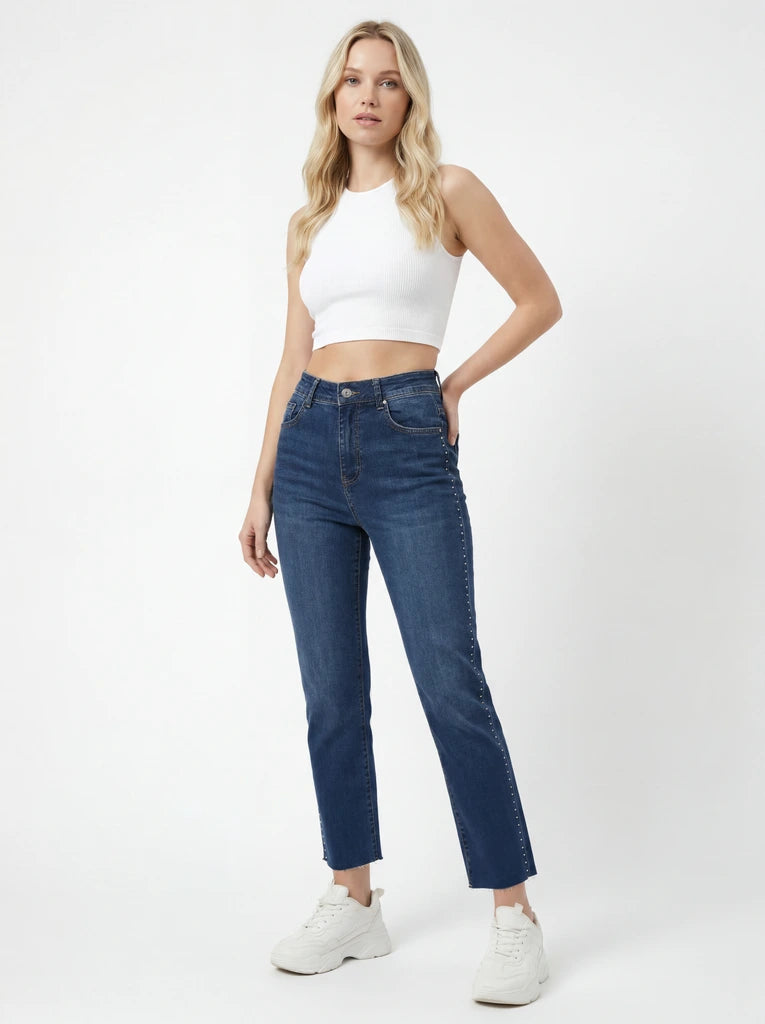Cropped Slim-Fit Denim Jeans