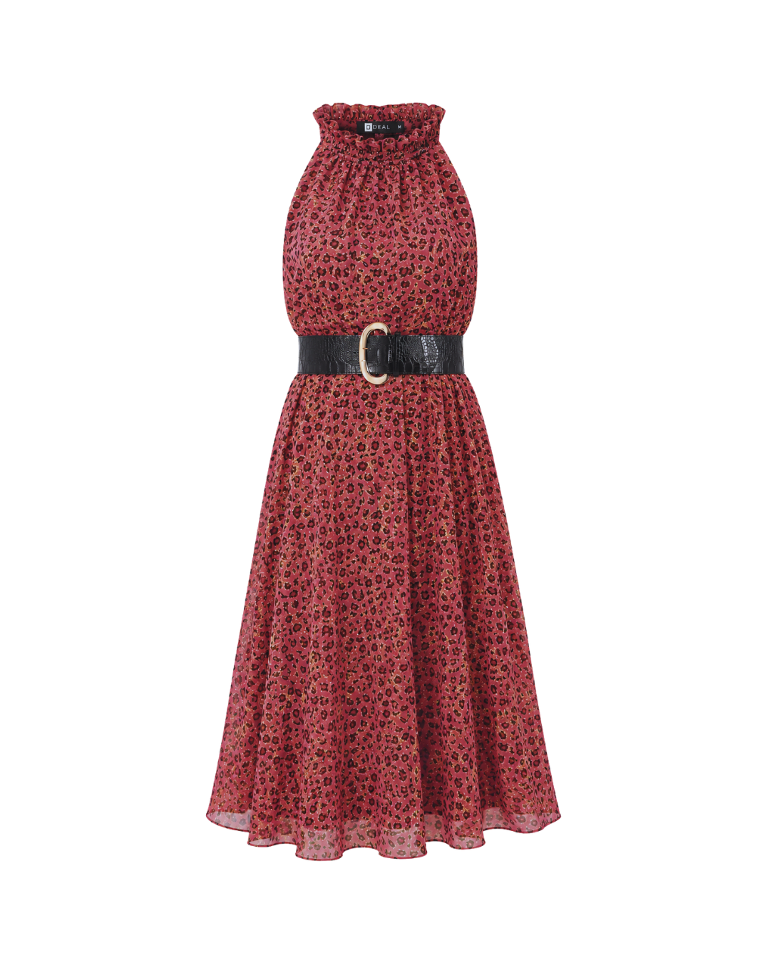 Glam High-Neck Midi Dress
