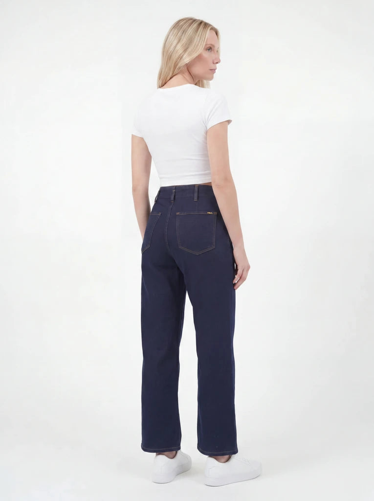 Dark Indigo Wide-Leg High-Waist Denim Jeans