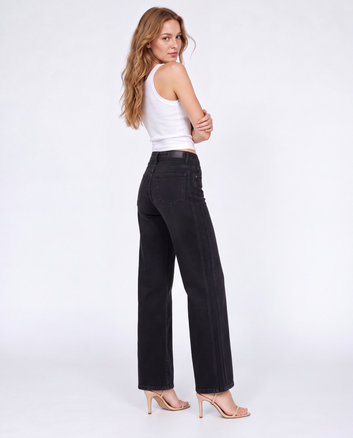 Relaxed Fit Denim High Rise Wide Leg Jeans