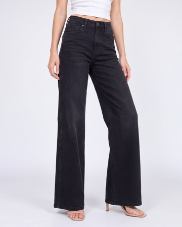 Relaxed Fit Denim High Rise Wide Leg Jeans
