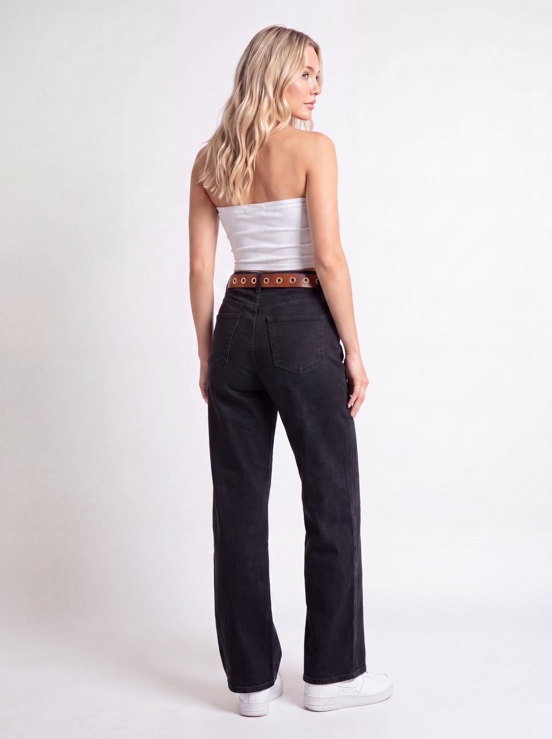 High-Rise Straight Leg Denim Jeans