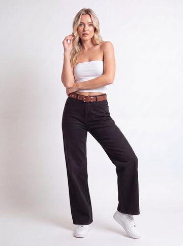 High-Rise Straight Leg Denim Jeans