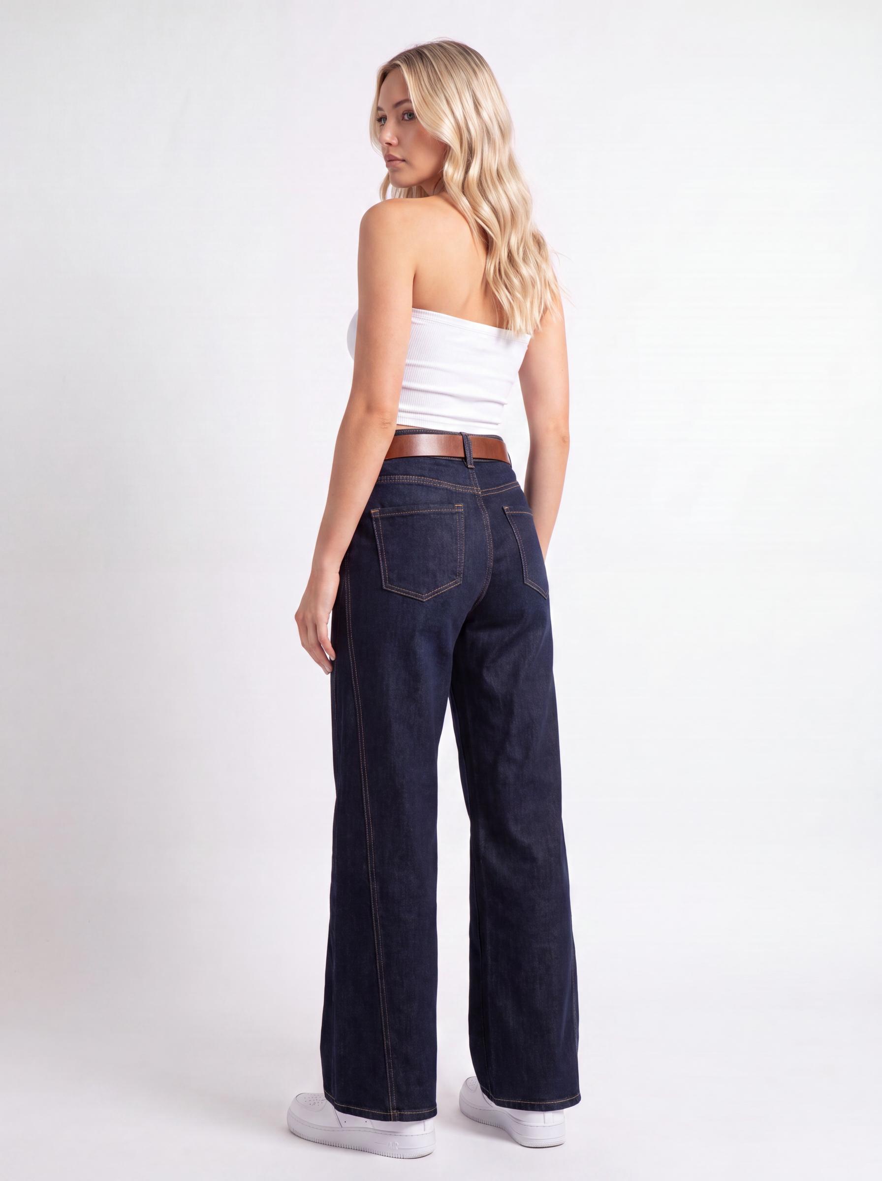 High-Rise Straight Leg Denim Jeans
