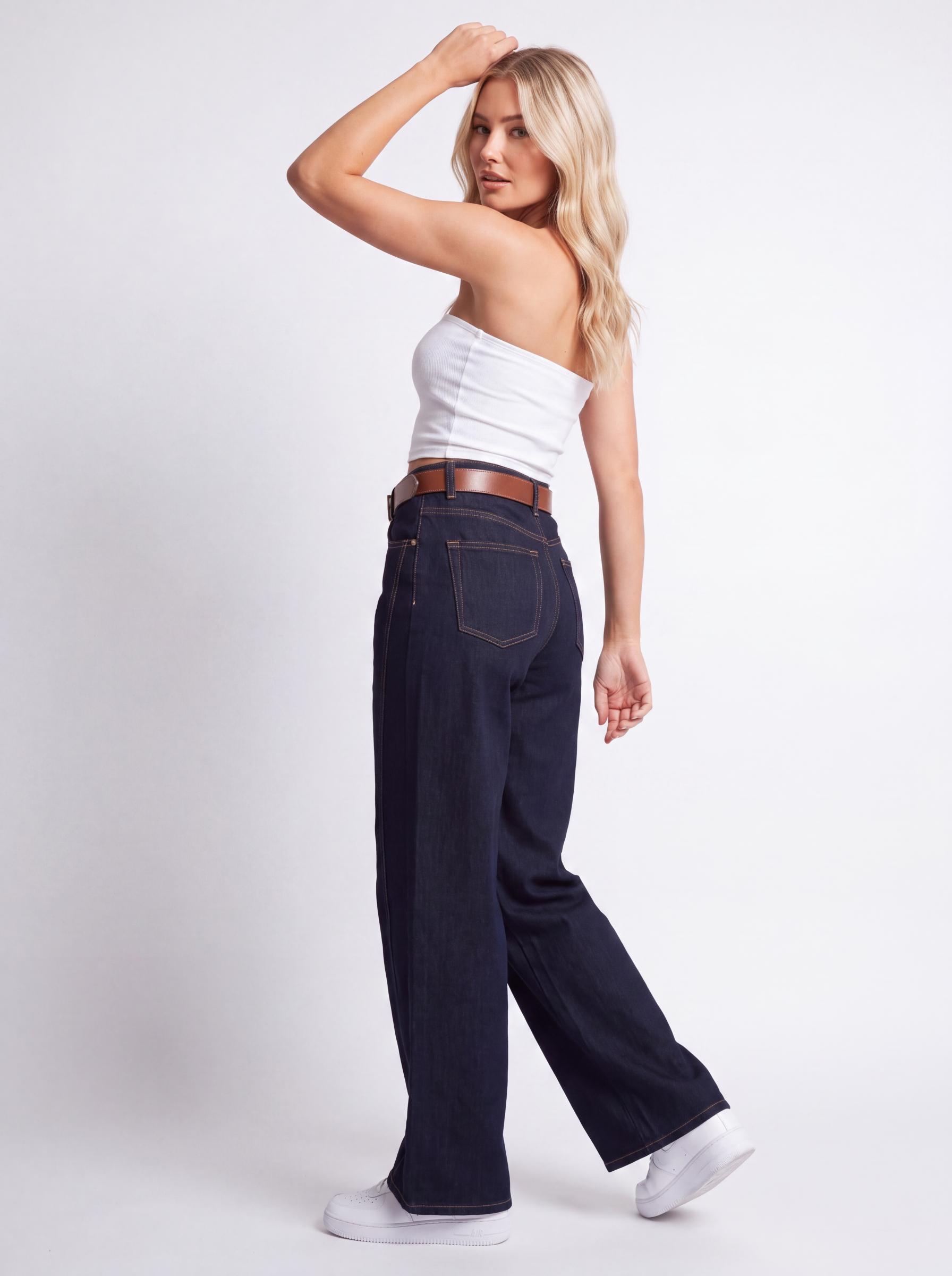 High-Rise Straight Leg Denim Jeans