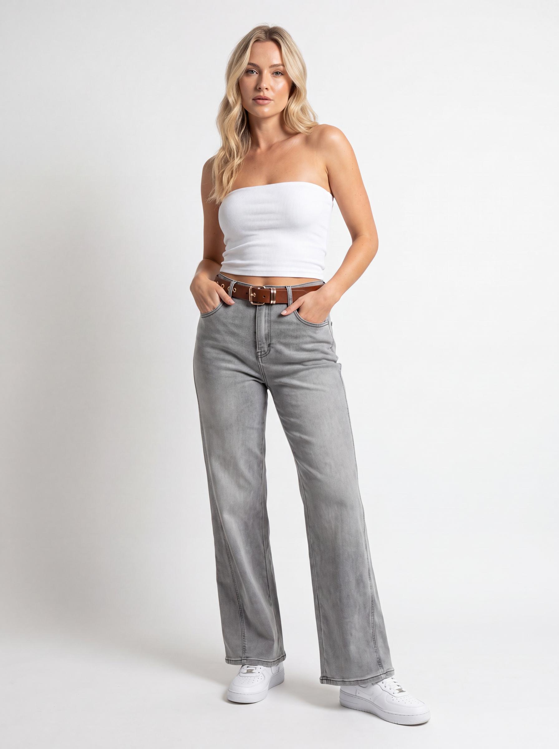 High-Rise Straight Leg Denim Jeans