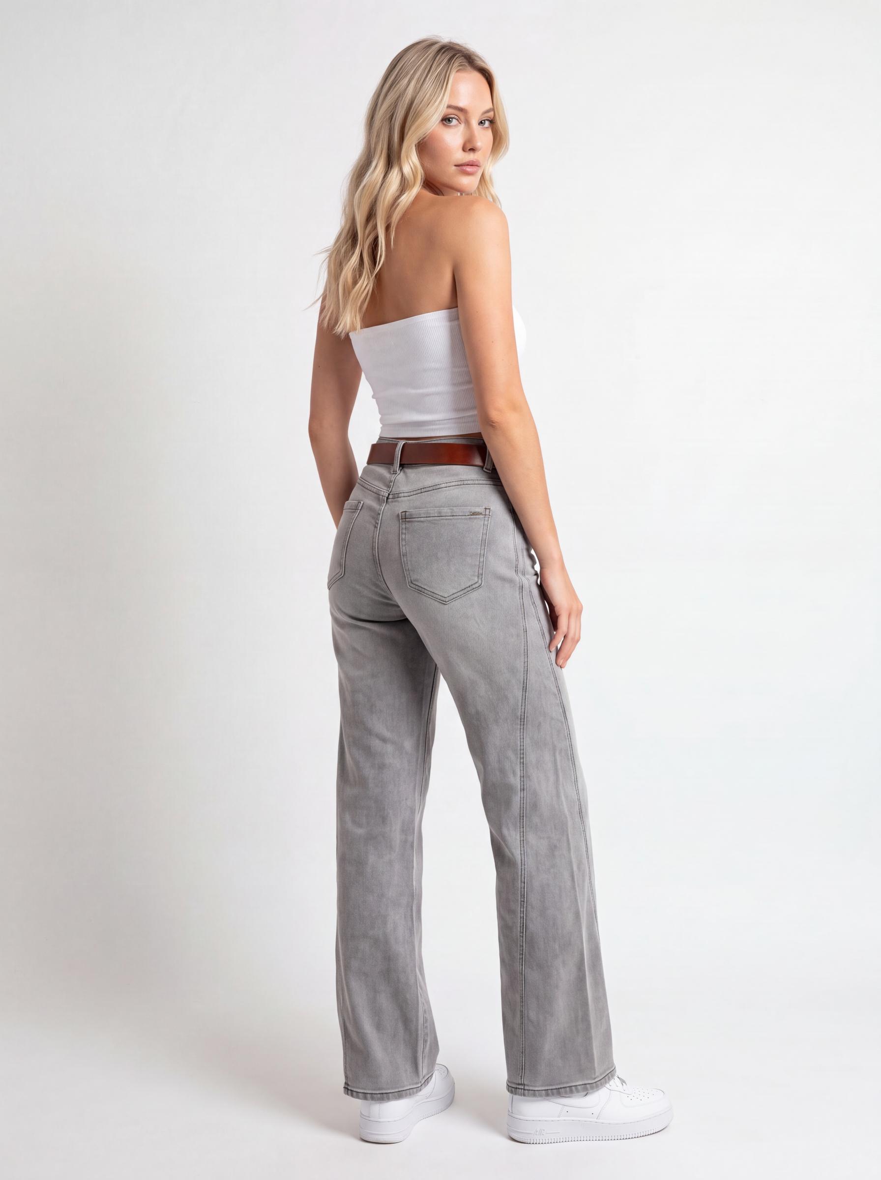 High-Rise Straight Leg Denim Jeans