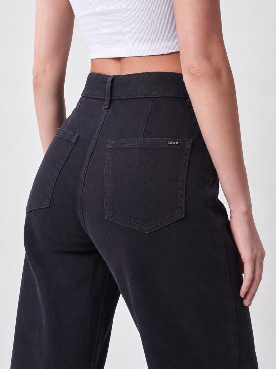 High-Rise Wide Leg Denim Jeans with Belt