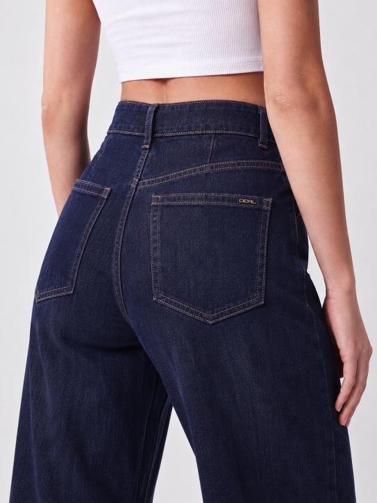 High-Rise Wide Leg Denim Jeans with Belt