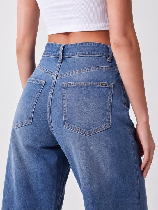 High-Rise Wide Leg Denim Jeans with Belt
