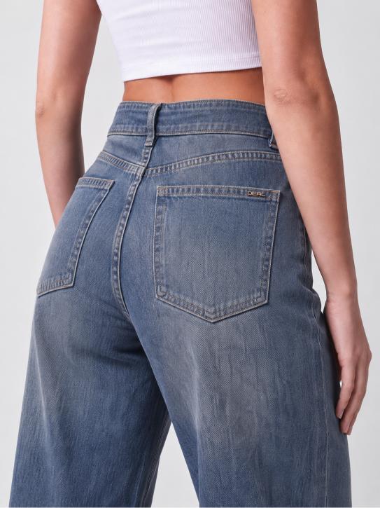 High-Rise Wide Leg Denim Jeans with Belt