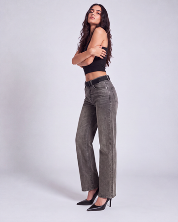 Belted High Rise Wide Leg Jeans