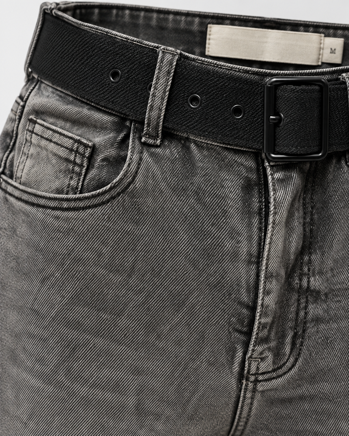 Belted High Rise Wide Leg Jeans