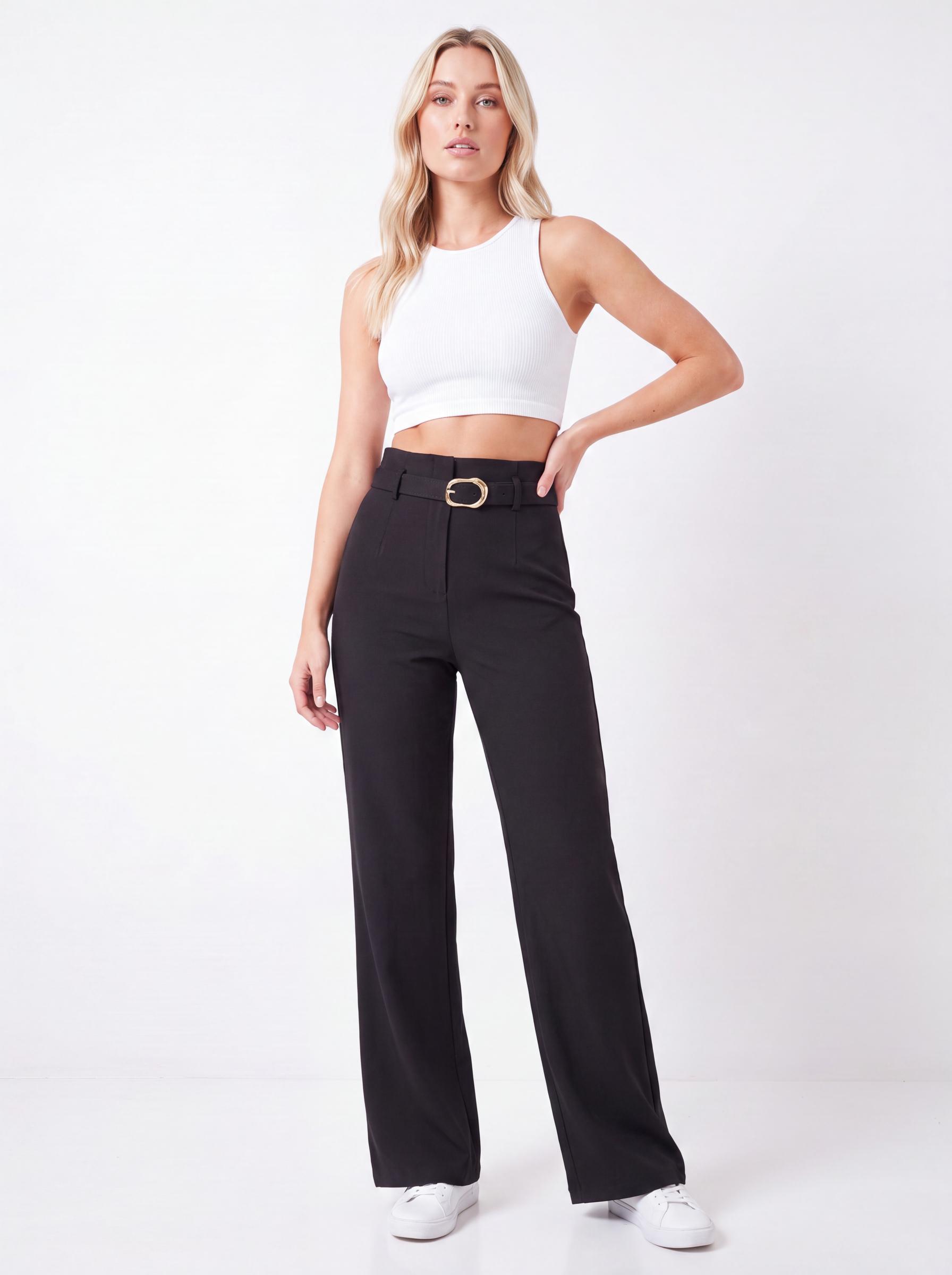 Pleated Wide-Leg Trousers