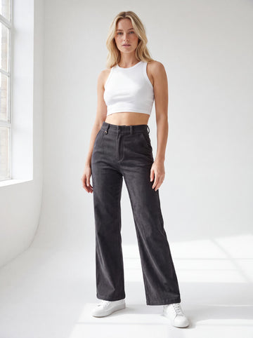 Ribbed Wide-Leg Trousers