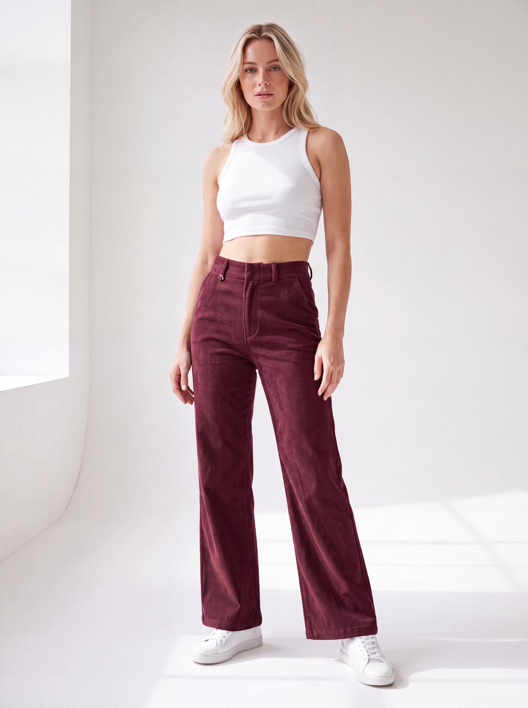 Ribbed Wide-Leg Trousers
